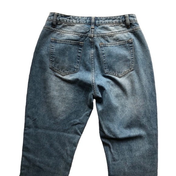 Princess Polly Distressed Skinny Blue Jeans White Zipper Size 4 - Picture 6 of 11